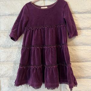 Hanna Andersson Purple Velvet Tiered Dress